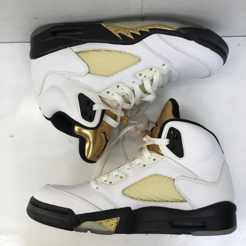 ナイキ NIKE スニーカー スニーカー 136027-133 Air Jordan 5 Retro Olympic 26.0cm ロゴ、文字 白 / ホワイト / X 金 / ゴールド /  メンズ USED 古着 中古 10140756