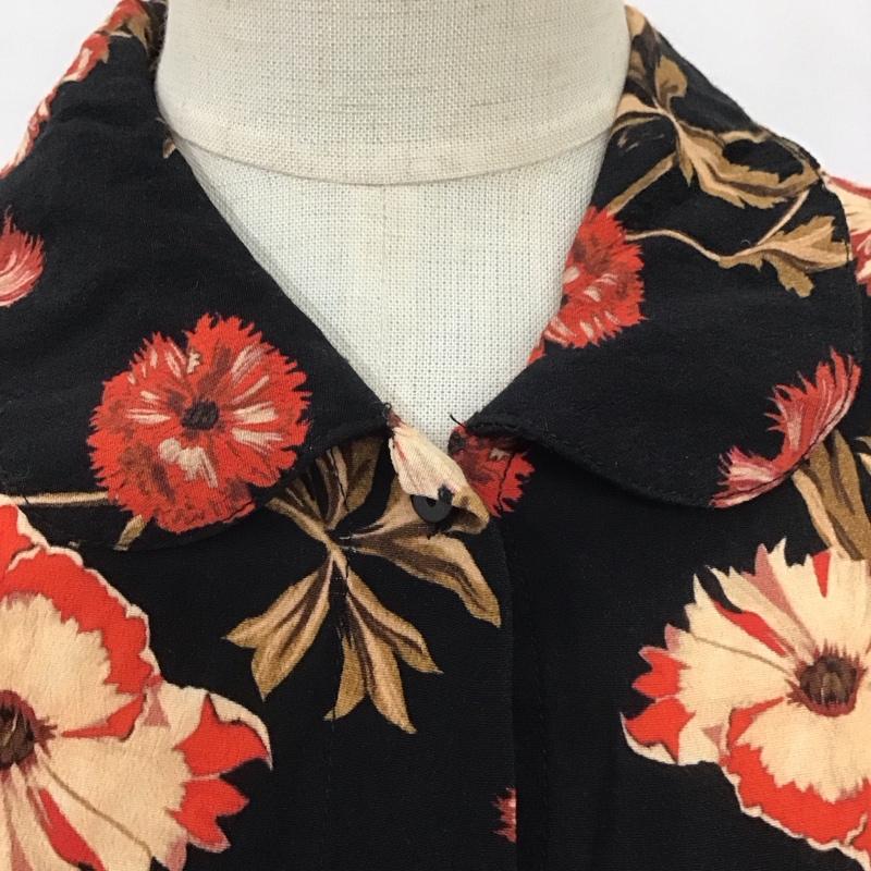ザラ ZARA ワンピース ロングスカート 8514 242 800 半袖 シャツワンピース S 花柄 黒 / ブラック / X 赤 / レッド /  レディース USED 古着 中古 10109503