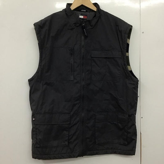 トミー ジーンズ TOMMY JEANS ベスト ベスト ジップアップベスト ノースリーブカットソー アウター スタンドカラー L 無地 灰 / グレー /  メンズ USED 古着 中古 10148362