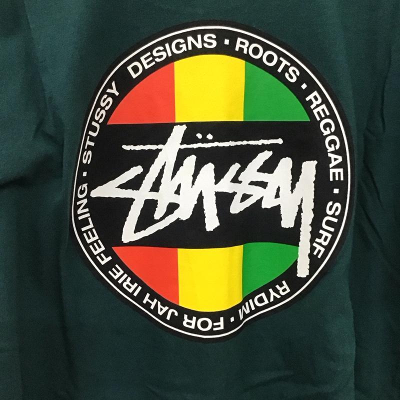 ステューシー STUSSY Tシャツ 半袖 半袖カットソー プリントTシャツ クルーネックカットソー worldtourdot L ロゴ、文字 緑 / グリーン /  メンズ USED 古着 中古 10133107