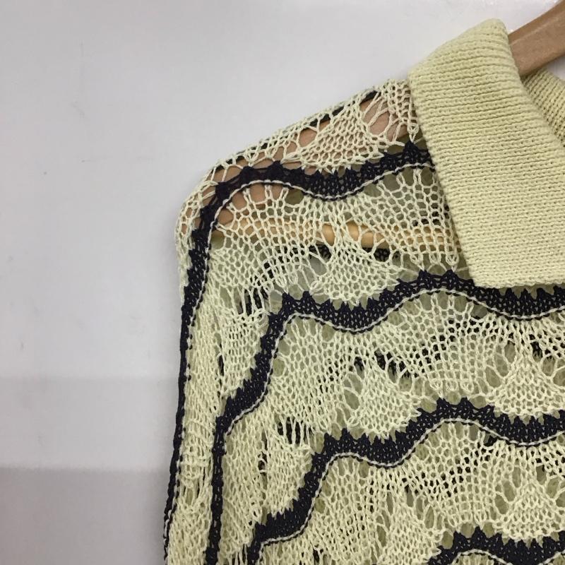 ニコアンド niko and... ニット、セーター 長袖 NKM42613MN ボーダー　ルーズ　ポロシャツ　ニット　レース透かし編み L ボーダー柄 マルチカラー / マルチカラー /  レディース USED 古着 中古 10141598