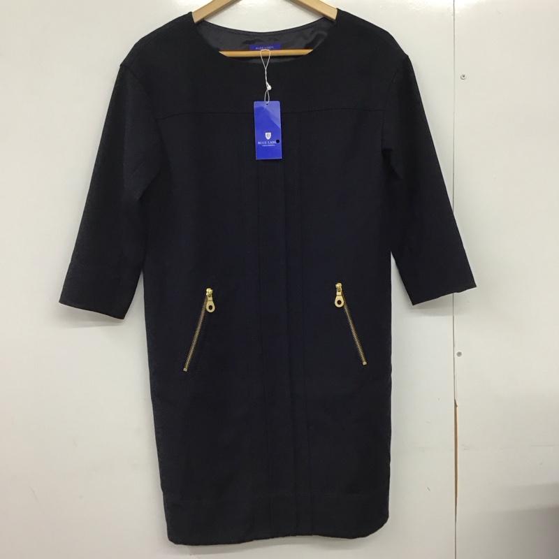 ブルーレーベル・クレストブリッジ BLUE LABEL CRESTBRIDGE ワンピース ひざ丈スカート タグ付 36 無地 紺 / ネイビー /  レディース USED 古着 中古 10151202