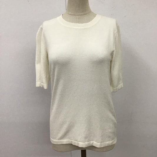 ザラ ZARA ニット、セーター 半袖 半袖ニットカットソー クルーネックカットソー 半袖セーター M 無地 白 / ホワイト /  レディース USED 古着 中古 10116427