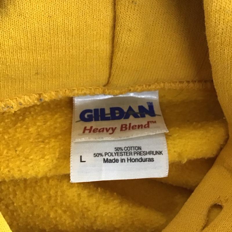 ギルダン GILDAN パーカー 長袖 長袖パーカー プルオーバーパーカー スウェット L ロゴ、文字 黄 / イエロー /  メンズ USED 古着 中古 10145524
