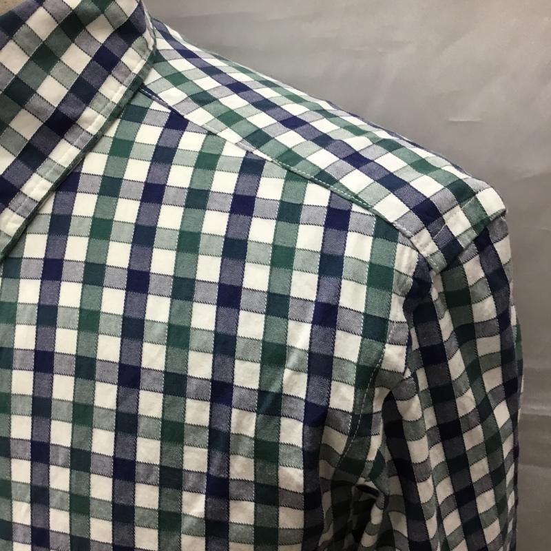 シップス SHIPS シャツ、ブラウス 長袖 111-14-0394 ボタンダウン S チェック 白 / ホワイト / X 緑 / グリーン / X 紺 / ネイビー /  メンズ USED 古着 中古 10116108