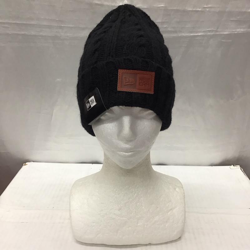 ニューエラ NEW ERA 帽子 ニット帽 13327792 ローゲージ カフニット レザーパッチ ロゴ、文字 黒 / ブラック /  メンズ USED 古着 中古 10115675