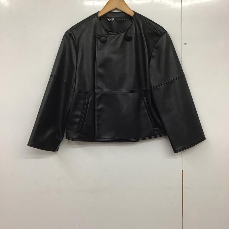 ザラ ZARA ジャケット、上着 ジャケット、ブレザー フェイクレザージャケット アウター ノーカラー XS 無地 黒 / ブラック /  レディース USED 古着 中古 10143713