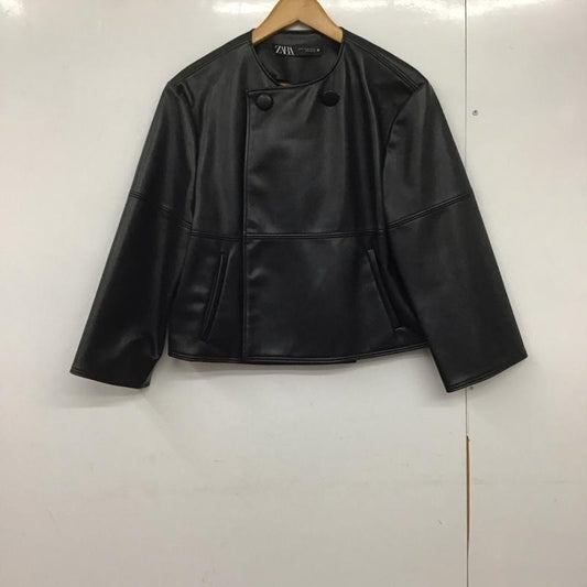 ザラ ZARA ジャケット、上着 ジャケット、ブレザー フェイクレザージャケット アウター ノーカラー XS 無地 黒 / ブラック /  レディース USED 古着 中古 10143713