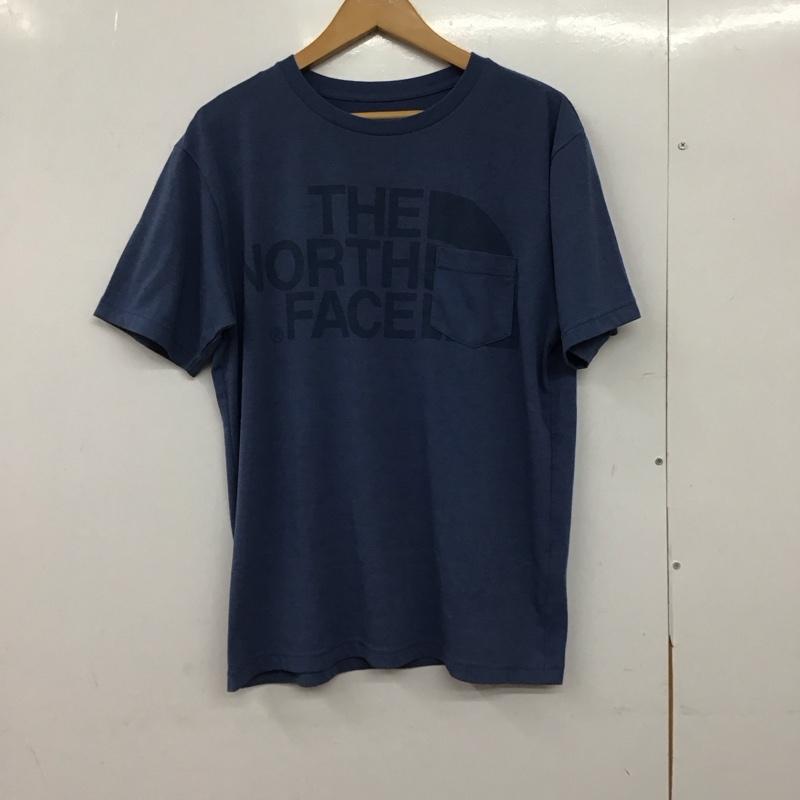 ザノースフェイス THE NORTH FACE Tシャツ 半袖 半袖カットソー プリントTシャツ クルーネックカットソー L ロゴ、文字 青 / ブルー /  メンズ USED 古着 中古 10150286