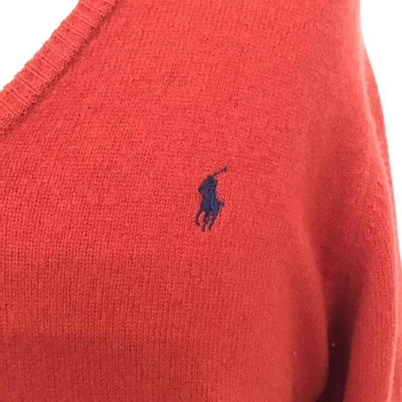 ポロバイラルフローレン Polo by RALPH LAUREN ニット、セーター 長袖 KR-RL-HA0701 Vネック ウール L ワンポイント 赤 / レッド /  メンズ USED 古着 中古 10110848