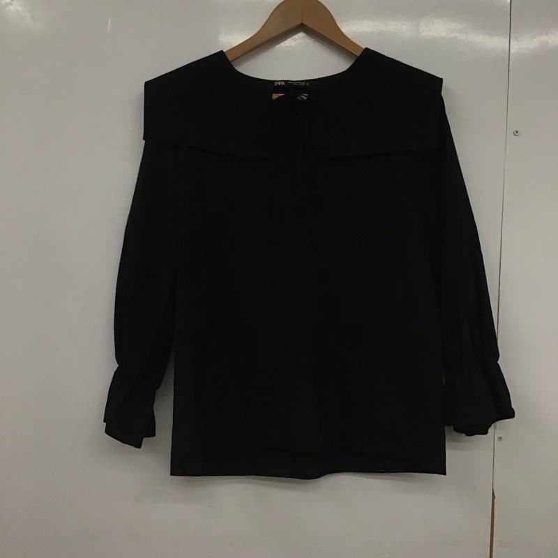 ザラ ZARA カットソー 長袖 S 無地 黒 / ブラック /  レディース USED 古着 中古 10148433