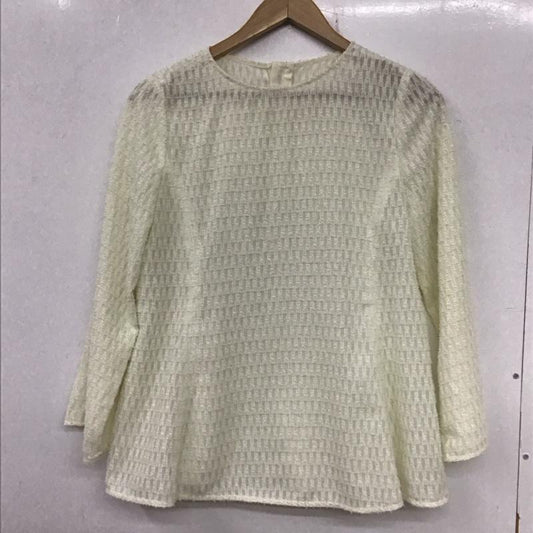 グリーンレーベルリラクシング green label relaxing シャツ、ブラウス 長袖 3511-162-1410 フリンジ ジャカード フレア ブラウス 無地 白 / ホワイト /  レディース USED 古着 中古 10136477