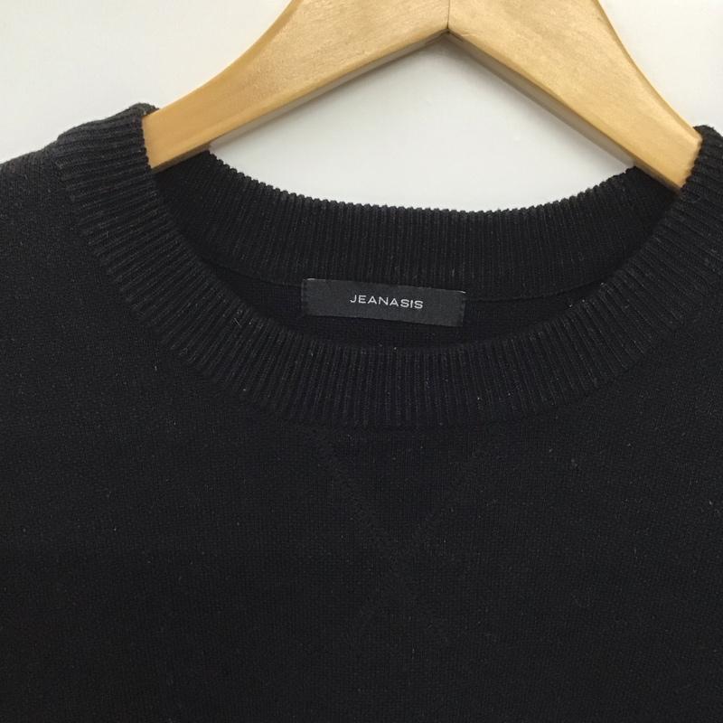 ジーナシス JEANASIS トレーナー 長袖 js064131mw 12G Wジャガードボリュームスリーブスウェット FREE 無地 黒 / ブラック /  レディース USED 古着 中古 10143423
