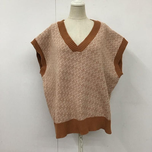 アメリカンホリック AMERICAN HOLIC ベスト ベスト HA23L2X0200 Vネックジャガードニットベスト L 総柄 白 / ホワイト / X 茶 / ブラウン /  レディース USED 古着 中古 10113799