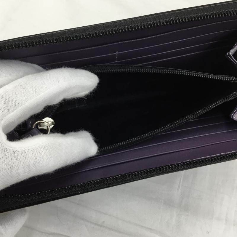 エッティンガー ETTINGER 財布 長財布 無地 黒 / ブラック / X 紫 / パープル /  メンズ USED 古着 中古 10120975
