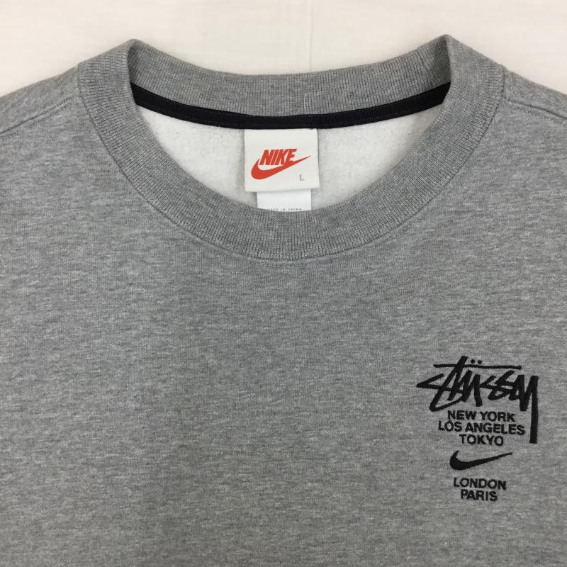 ナイキ NIKE トレーナー 長袖 DC4198-050 NIKE×STUSSY 21ss Fleece Crew Sweatshirt L ロゴ、文字 灰 / グレー /  メンズ USED 古着 中古 10143902