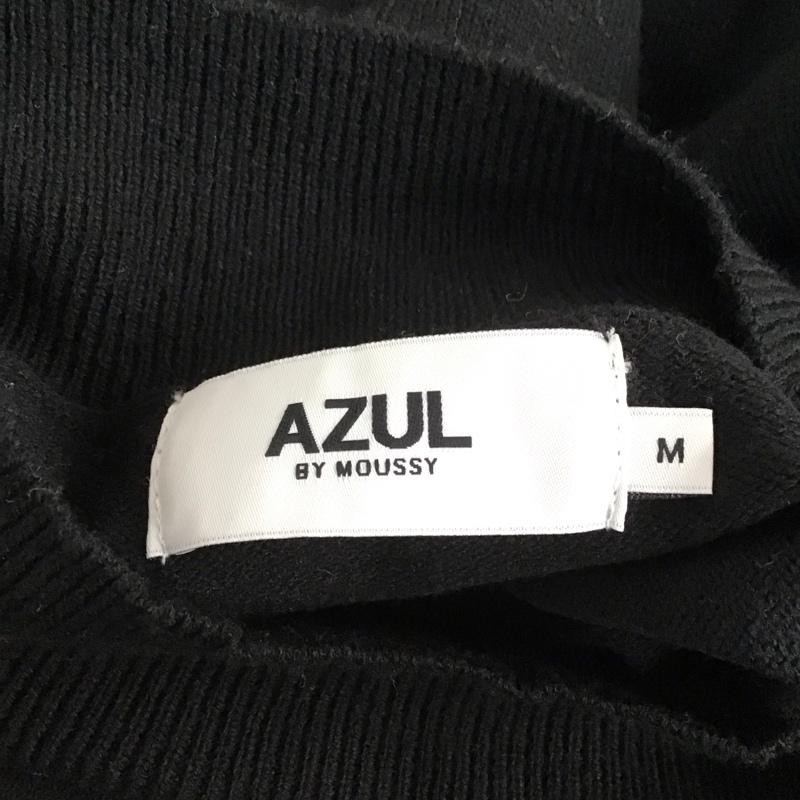 アズールバイマウジー AZUL BY MOUSSY ワンピース ひざ丈スカート 250ESS73-145I スリットニット ニットワンピース モックネック ミドル丈 M 無地 黒 / ブラック /  レディース USED 古着 中古 10122876