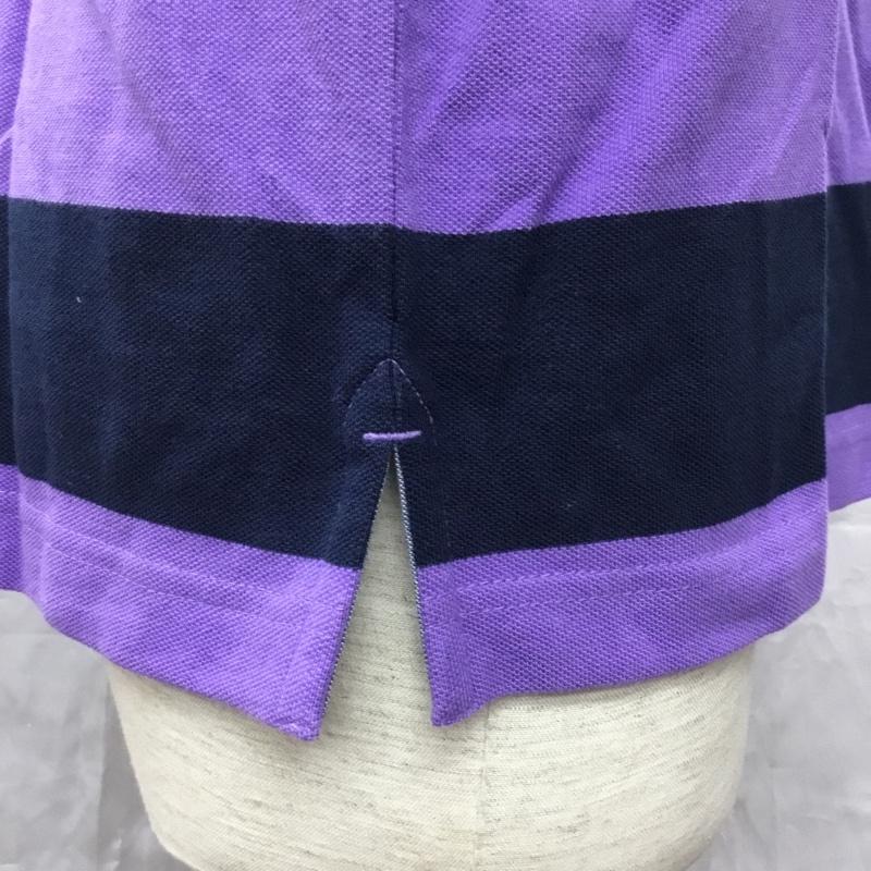 トミーヒルフィガー TOMMY HILFIGER ポロシャツ 半袖 S ボーダー柄 紺 / ネイビー / X 紫 / パープル /  メンズ USED 古着 中古 10112775