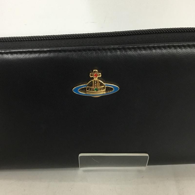 ヴィヴィアンウエストウッド Vivienne Westwood 財布 長財布 ラウンドファスナー 箱有 オーブ ワンポイント 黒 / ブラック /  レディース USED 古着 中古 10144927