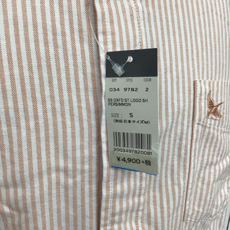 エディーバウアー Eddie Bauer シャツ、ブラウス 半袖 半袖シャツ カラーシャツ カジュアルシャツ ストライプシャツ S ストライプ 橙 / オレンジ /  メンズ USED 古着 中古 10111126