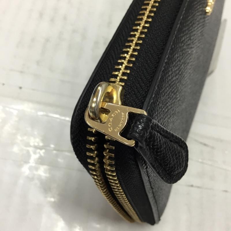 コーチ COACH 財布 長財布 57713 ラウンドファスナー ロゴ、文字 黒 / ブラック / X 金 / ゴールド /  レディース USED 古着 中古 10109389