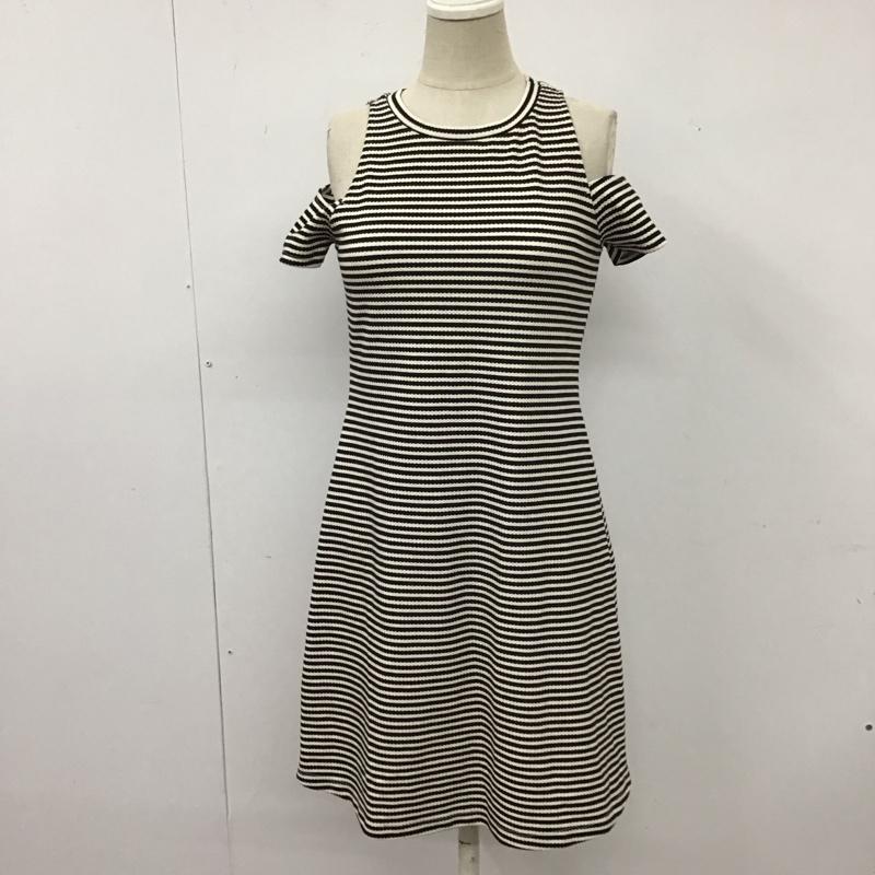 ザラ ZARA ワンピース ミニスカート 5580 086 064 オープンショルダー S ボーダー柄 白 / ホワイト / X 黒 / ブラック /  レディース USED 古着 中古 10115000