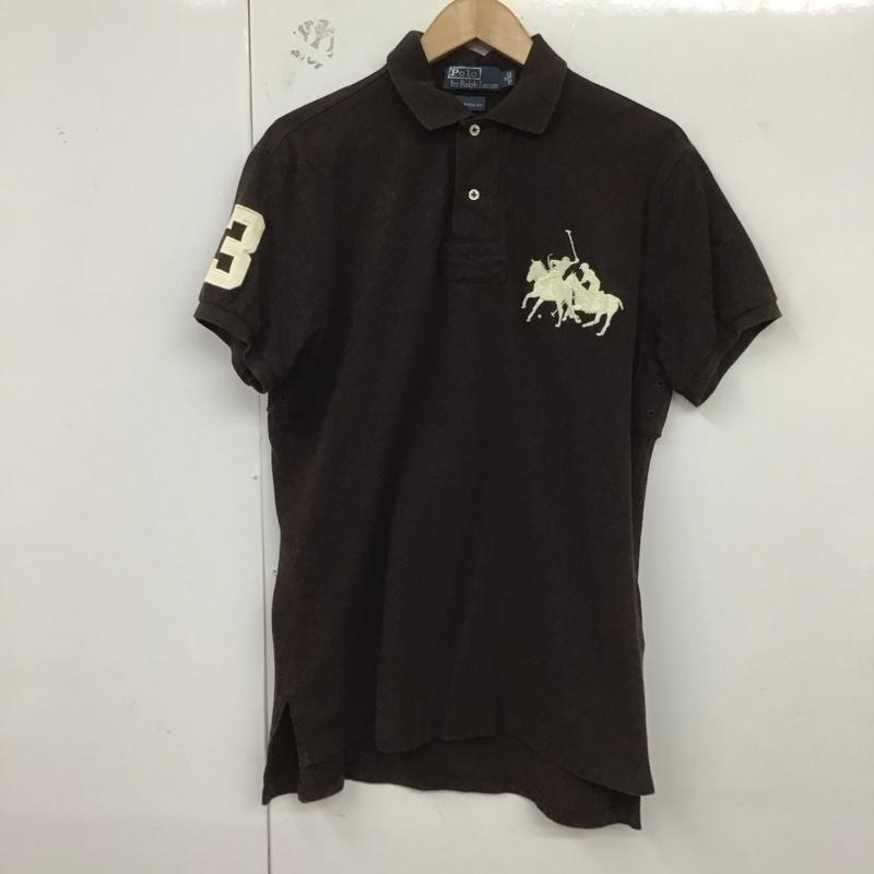 ポロバイラルフローレン Polo by RALPH LAUREN ポロシャツ 半袖 半袖ポロシャツ 半袖カットソー カラーシャツ M ロゴ、文字 茶 / ブラウン /  メンズ USED 古着 中古 10130051