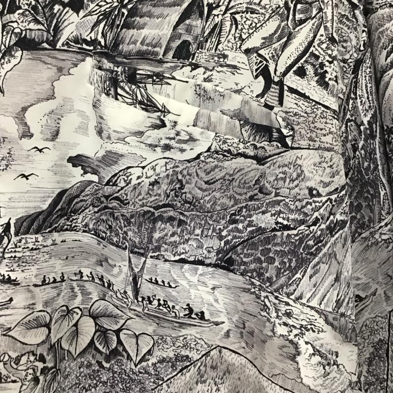 シアーズ SEARS シャツ、ブラウス 半袖 半袖シャツ プリントシャツ ポケットシャツ アロハシャツ プリント 白 / ホワイト / X 黒 / ブラック /  メンズ USED 古着 中古 10135963