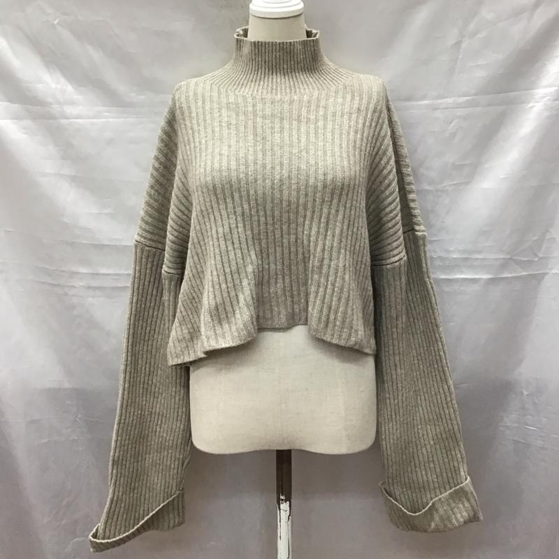 ザラ ZARA ニット、セーター 長袖 4331 130 832 リブ クロップド丈 ショート丈 S 無地 ベージュ / ベージュ /  レディース USED 古着 中古 10118452