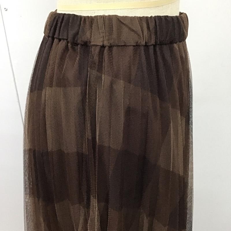 ナチュラルビューティーベーシック NATURAL BEAUTY BASIC スカート ひざ丈スカート チュールスカート プリーツ M チェック 茶 / ブラウン /  レディース USED 古着 中古 10110249