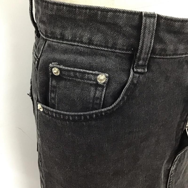 ザラ ZARA スカート ひざ丈スカート 9374 891 800 デニム ひざ下丈 スリット XS 無地 黒 / ブラック /  レディース USED 古着 中古 10124995