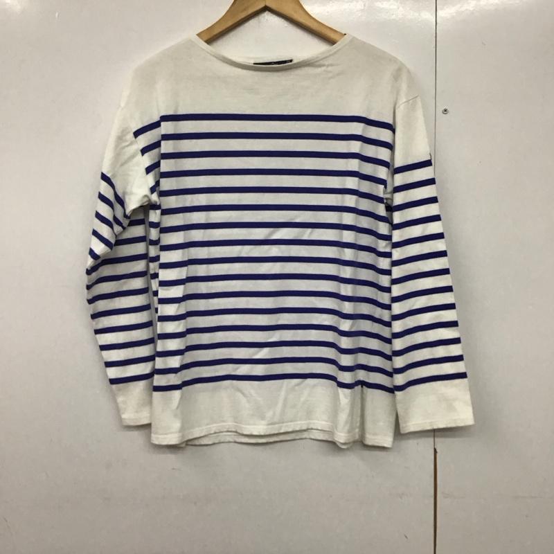セントジェームス SAINT JAMES カットソー 長袖 長袖カットソー プリントカットソー ワイドネック L ボーダー柄 白 / ホワイト / X 青 / ブルー /  メンズ USED 古着 中古 10140770