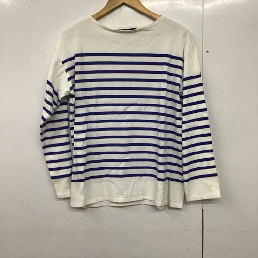 セントジェームス SAINT JAMES カットソー 長袖 長袖カットソー プリントカットソー ワイドネック L ボーダー柄 白 / ホワイト / X 青 / ブルー /  メンズ USED 古着 中古 10140770