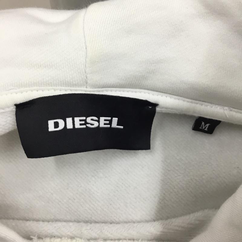 ディーゼル DIESEL パーカー 長袖 DIESEL IS DEAD プルオーバー スウェット M ロゴ、文字 白 / ホワイト /  メンズ USED 古着 中古 10109628