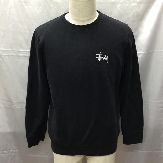 ステューシー STUSSY トレーナー 長袖 長袖トレーナー スウェット クルーネック リブスウェットカットソー S ロゴ、文字 黒 / ブラック /  メンズ USED 古着 中古 10112316