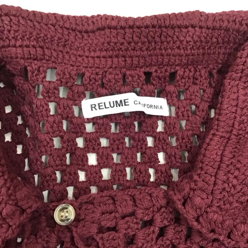 ジャーナルスタンダード レリューム JOURNAL STANDARD relume シャツ、ブラウス 半袖 22-080-464-9020-1-0 クロシェ編み 半袖ニットシャツLINE L  えんじ / ワインレッド /  メンズ USED 古着 中古 10121216