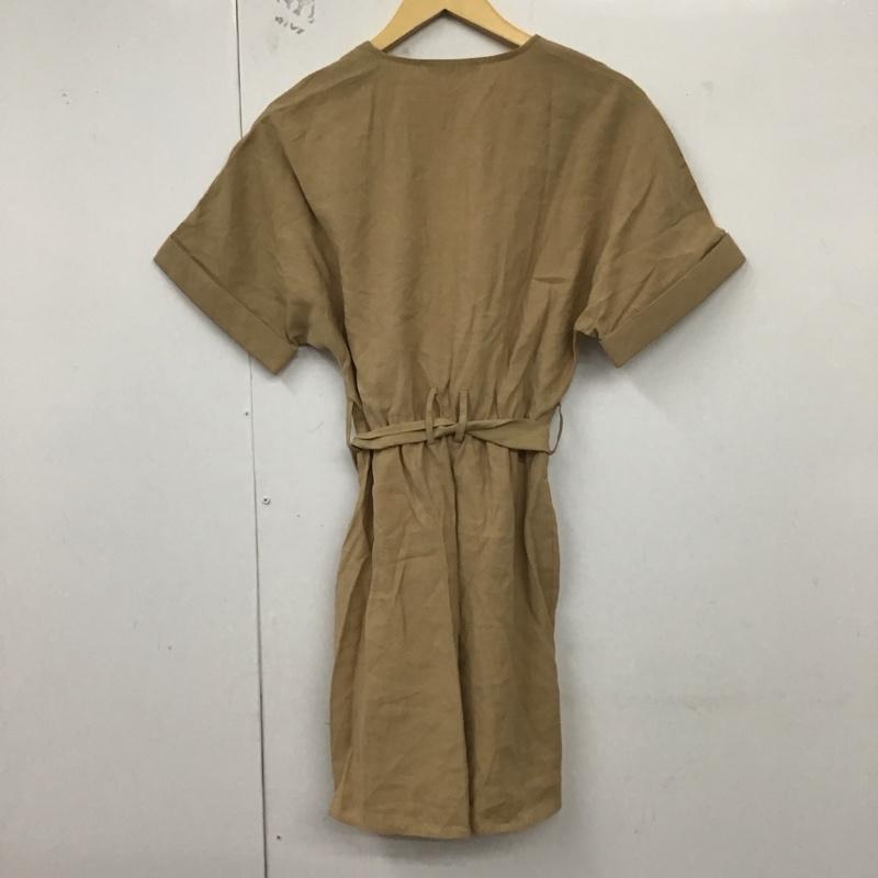 ザラ ZARA ワンピース ミニスカート 半袖ワンピース フレアスカート 前開き S 無地 ベージュ / ベージュ /  レディース USED 古着 中古 10128746