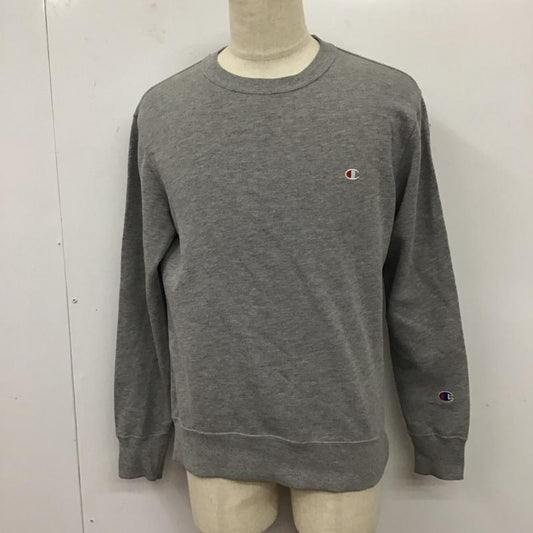 チャンピオン Champion トレーナー 長袖 長袖トレーナー スウェット クルーネック リブスウェットカットソー L ロゴ、文字 灰 / グレー /  メンズ USED 古着 中古 10116646