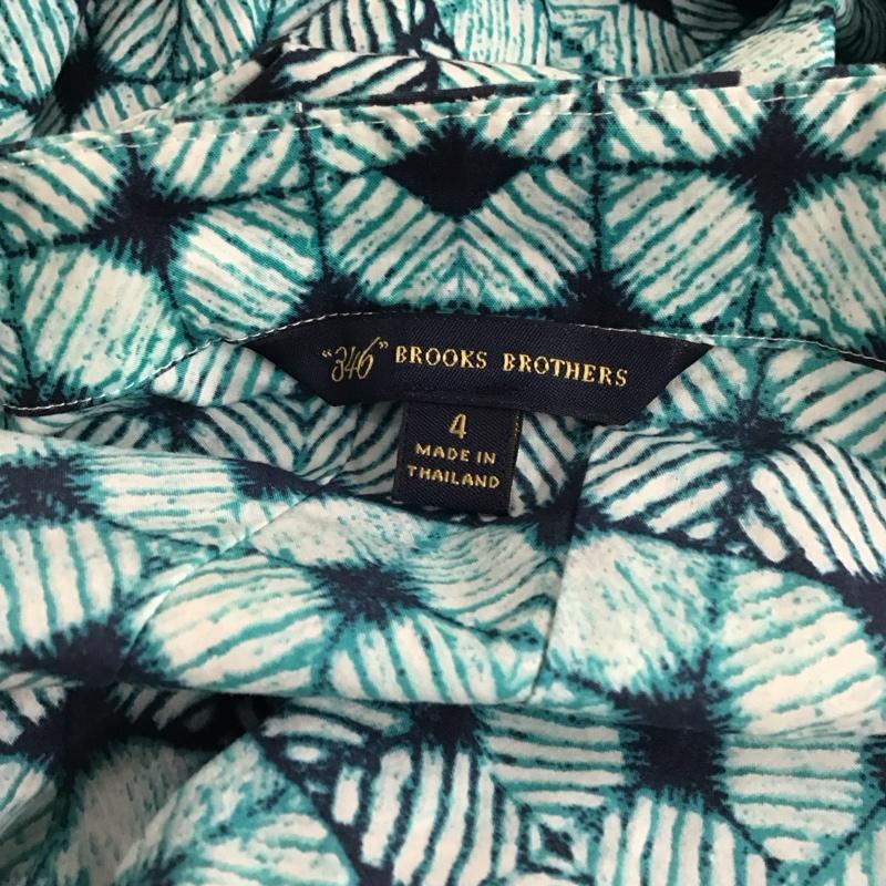 ブルックスブラザーズ BROOKS BROTHERS ワンピース ひざ丈スカート 346 半袖 4 総柄 青 / ブルー / X 紺 / ネイビー /  レディース USED 古着 中古 10118793