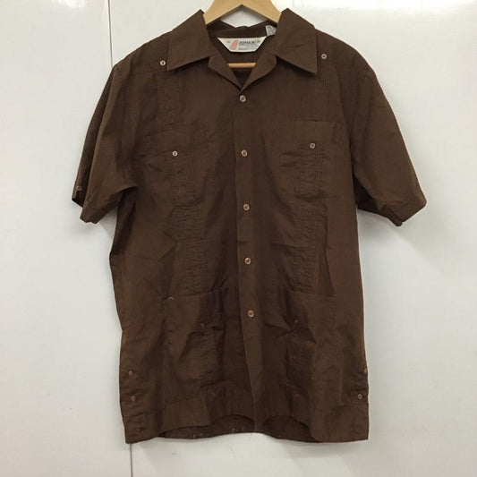 古着 USED シャツ、ブラウス 半袖 半袖シャツ 無地シャツ ポケットシャツ キューバシャツ M 無地 茶 / ブラウン /  メンズ USED 古着 中古 10130123