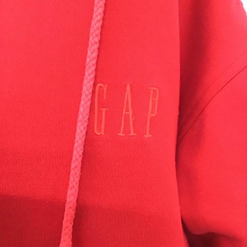 ギャップ GAP パーカー 長袖 90年代 USA製 スウェット 裏起毛 M ロゴ、文字 赤 / レッド /  メンズ USED 古着 中古 10112225