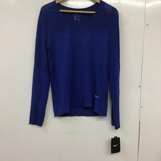 ナイキ NIKE Tシャツ 長袖 AT0783-438 DRI-FIT スポーツウェア メッシュ タグ付き L ワンポイント 青 / ブルー /  レディース USED 古着 中古 10135600