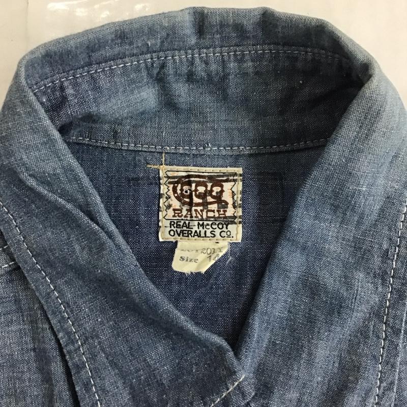 ザリアルマッコイズ THE REAL McCOY S シャツ、ブラウス 半袖 半袖シャツ カラーシャツ 半袖カットソー プリントシャツ ロゴ、文字 インディゴ / インディゴ /  メンズ USED 古着 中古 10113101