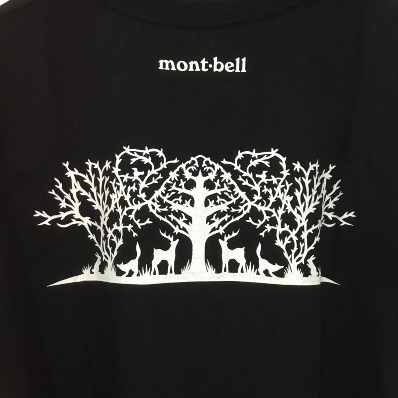 モンベル mont-bell Tシャツ 半袖 2104591 ペアスキンコットン T 切リ絵 森の集い L ロゴ、文字 X プリント 黒 / ブラック /  メンズ USED 古着 中古 10135045