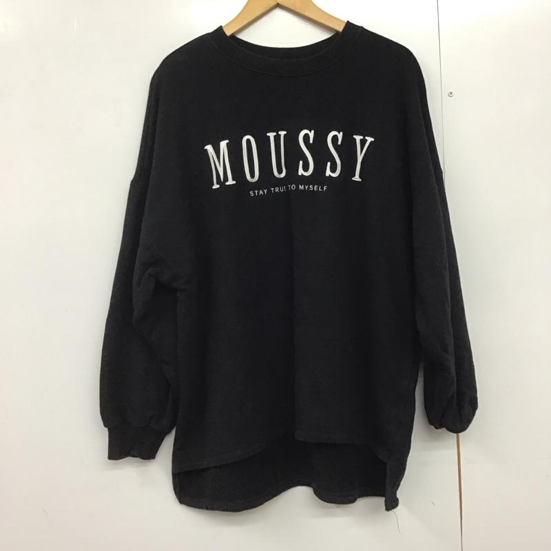 マウジー MOUSSY トレーナー 長袖 029eaa90-5000 長袖トレーナー クルーネックカットソー FREE ロゴ、文字 黒 / ブラック /  レディース USED 古着 中古 10142500