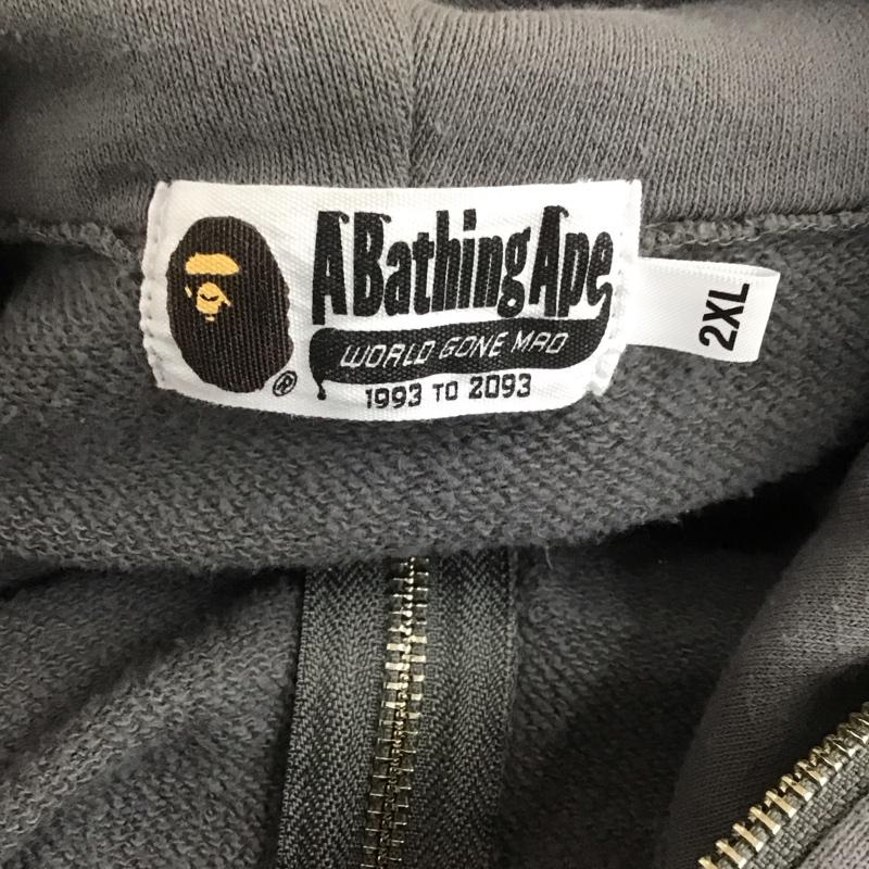 アベイシングエイプ A BATHING APE パーカー 長袖 長袖パーカー フード付きパーカー プリントスウェット ジップアップパーカー XXL 無地 灰 / グレー /  メンズ USED 古着 中古 10108621