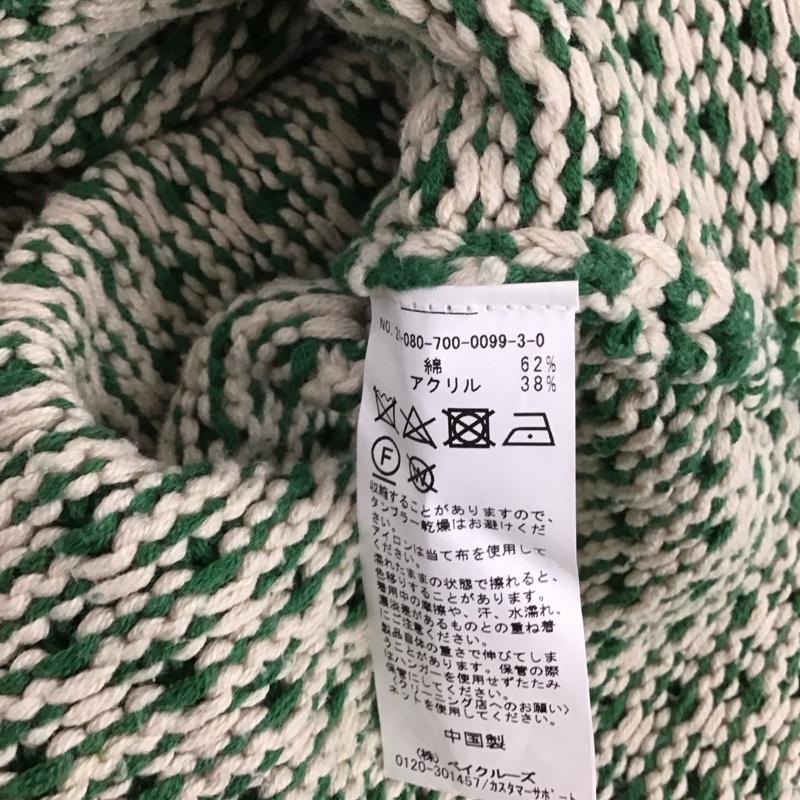 シンプリシテェ Simplicite ニット、セーター 長袖 21-080-700-0099-3-0 深VバイカラーKNITプルオーバー  緑 / グリーン / X オフホワイト / オフホワイト /  レディース USED 古着 中古 10107515