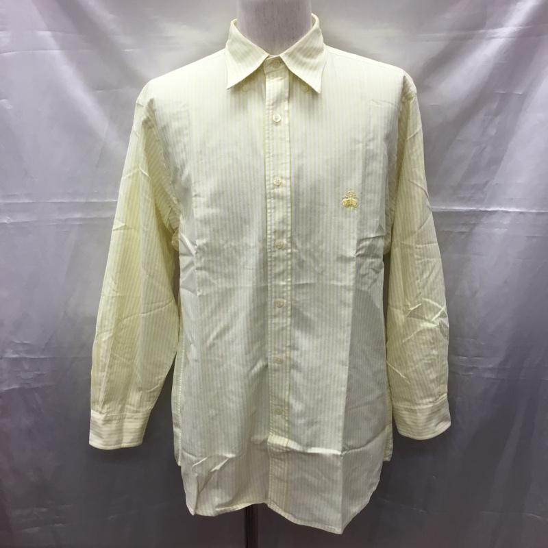 ブルックスブラザーズ BROOKS BROTHERS シャツ、ブラウス 長袖 ボタンダウン ストライプ M ワンポイント 白 / ホワイト / X 黄 / イエロー /  メンズ USED 古着 中古 10111380