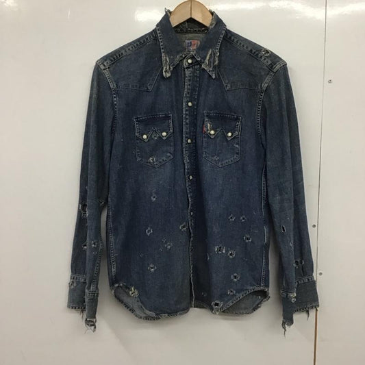 リーバイス Levi s シャツ、ブラウス 長袖 長袖デニムシャツ カラーシャツ 長袖シャツ クラッシュ XS ダメージ加工 インディゴ / インディゴ /  メンズ USED 古着 中古 10147597