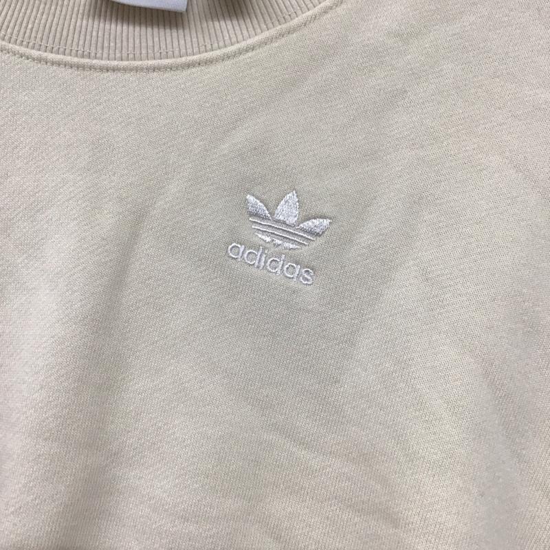 アディダス adidas トレーナー 長袖 HC2049 スウェット クロップド丈 S ロゴ、文字 アイボリー / アイボリー /  レディース USED 古着 中古 10143862